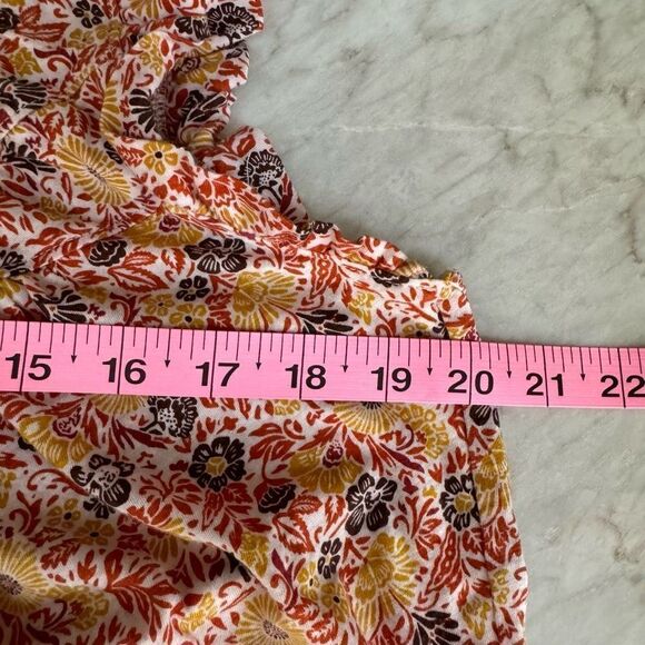 Loft Island Floral Ruffle Henley Top blouse 100% cotton size M - Picture 7 of 8